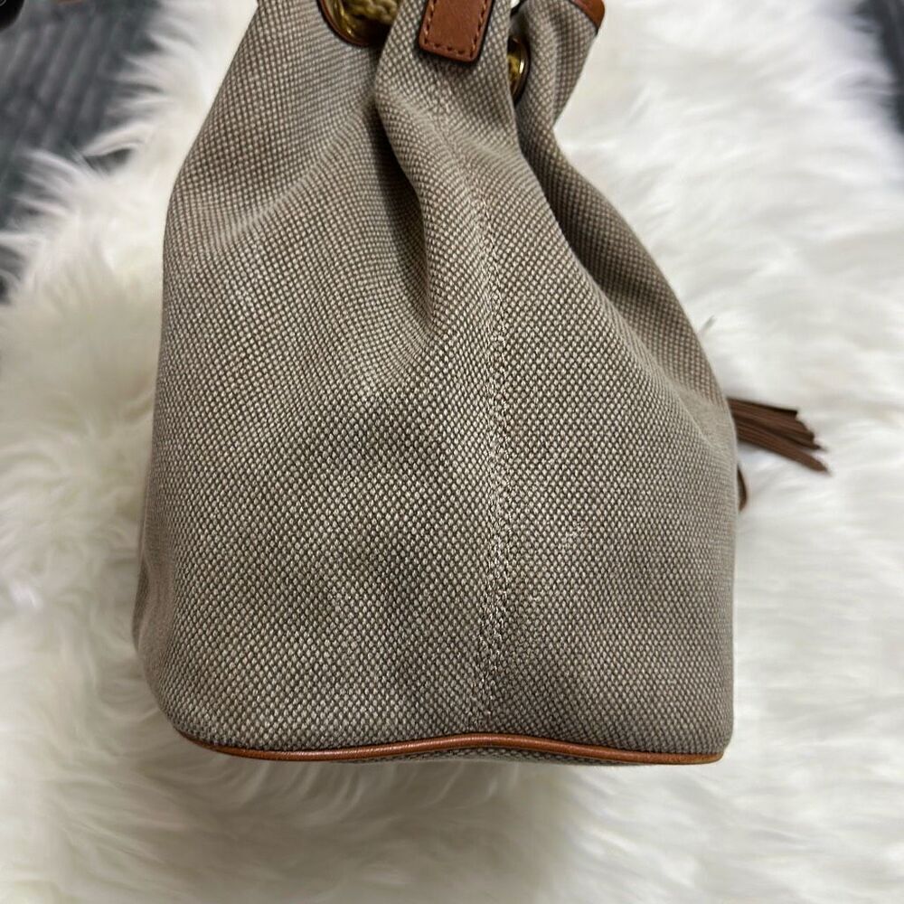 Michael Kors Gathered Marina Bucket Bag Purse Leather Trim - Picture 9 of 16